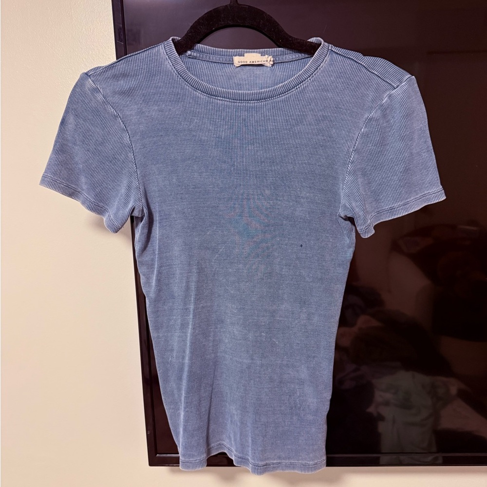 Good American Slate Blue Short Sleeve Tee